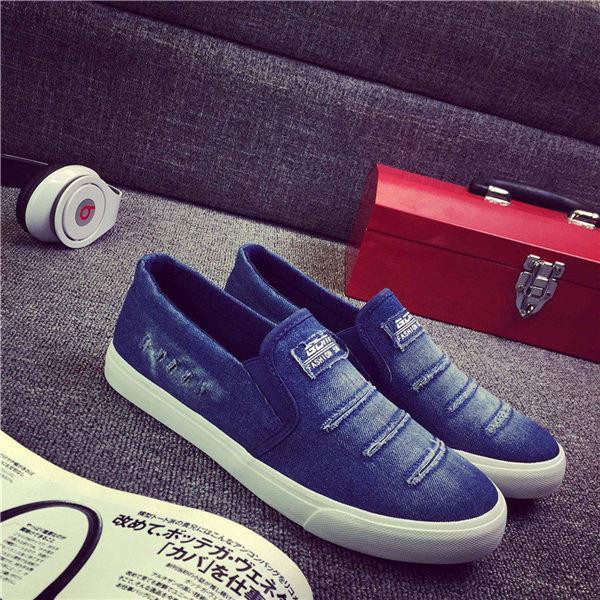 Dropshipping Men Canvas Shoes Slip On Men Loafers for Mens Driving Shoes Fashion Unique Worn-off Design Men Flat Shoes