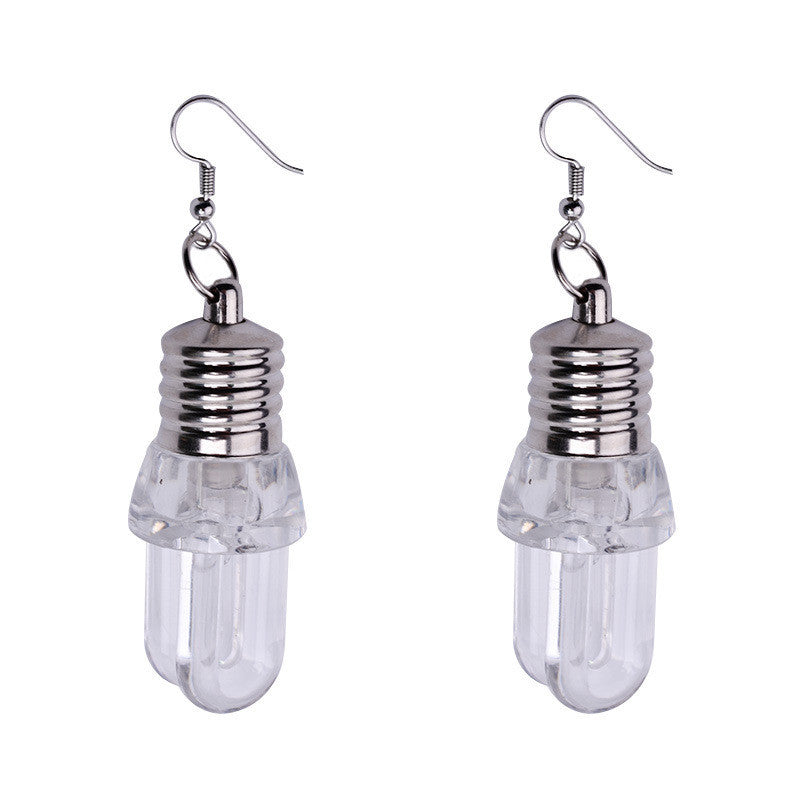 1Pair Fashion Women Light Up Earring LED Blinking Bulb Ear Hook Dangle Jewelry
