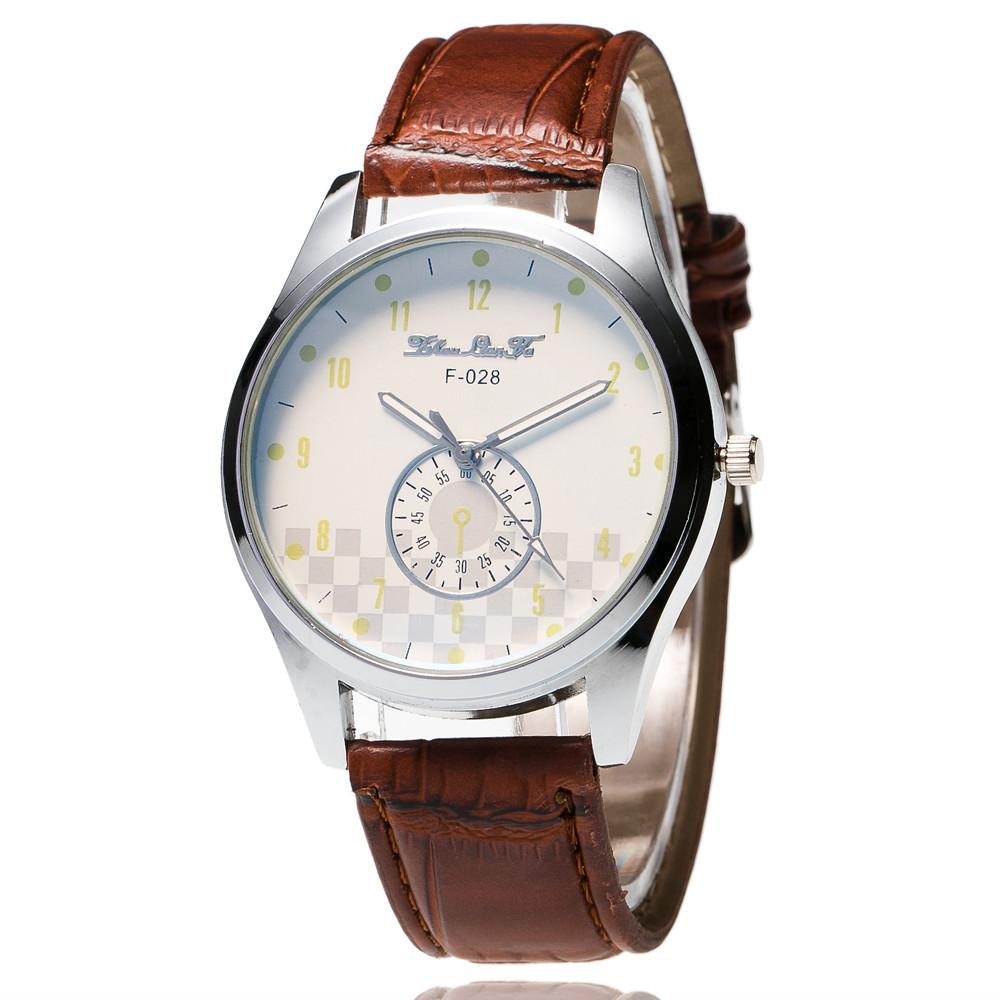 Men Leather Band Watches Sport Analog Quartz Date Wrist Watch