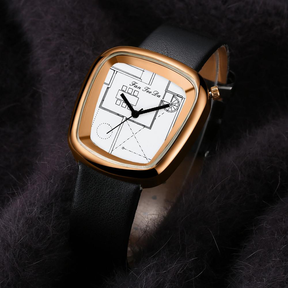 Luxury Fashion Leather Band Analog Quartz Round Wrist Watch Watches