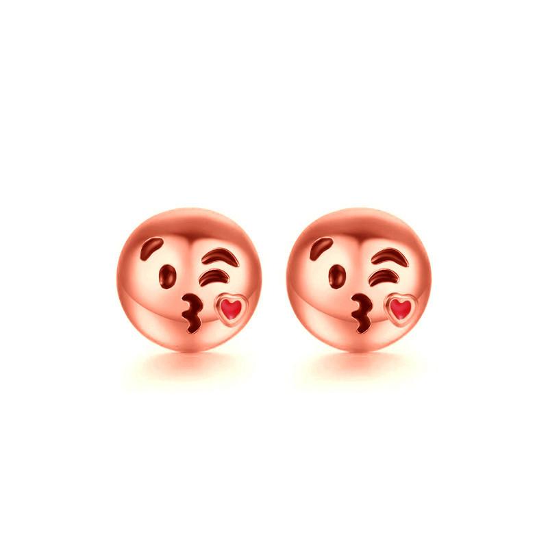 1 Pair New Fashion Simple Emoji Head Alloy Women Stud Earrings