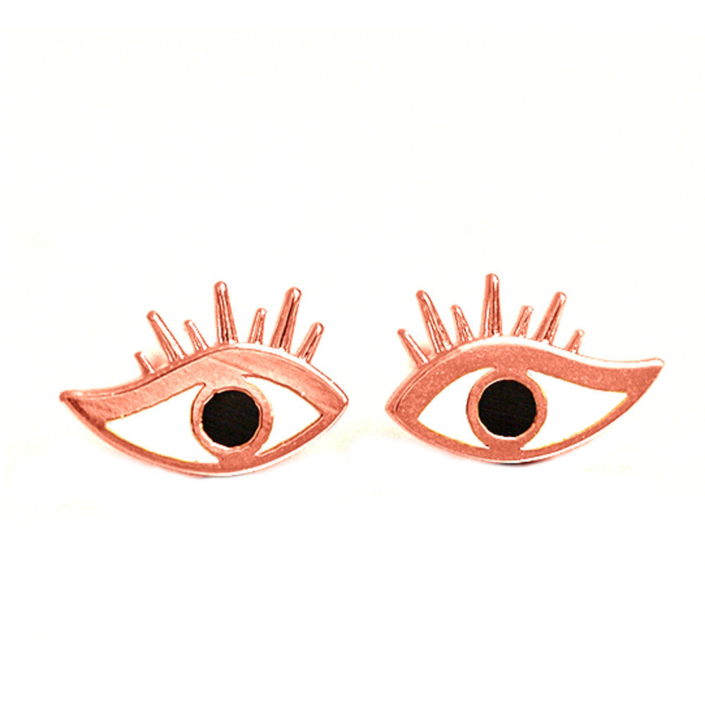 1 Pair New Fashion Simple Eye With EyelashHead Alloy Women Stud Earrings GD