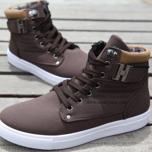 New 2017 Hot Men Shoes Sapatos Male Fashion Spring Autumn PU Leather Ankle Boots For Men Casual High Top Shoes Canvas Men Boots