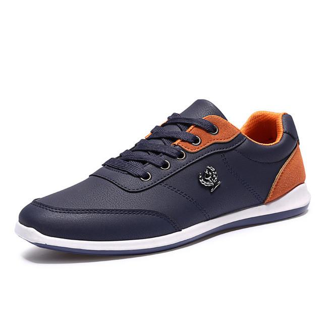 Merkmak Fashion PU Leathe Men Shoes Lace Up Designer Outdoor Men Spring Autumn Breathable Men Casual Shoes Grey Shoes Footwear