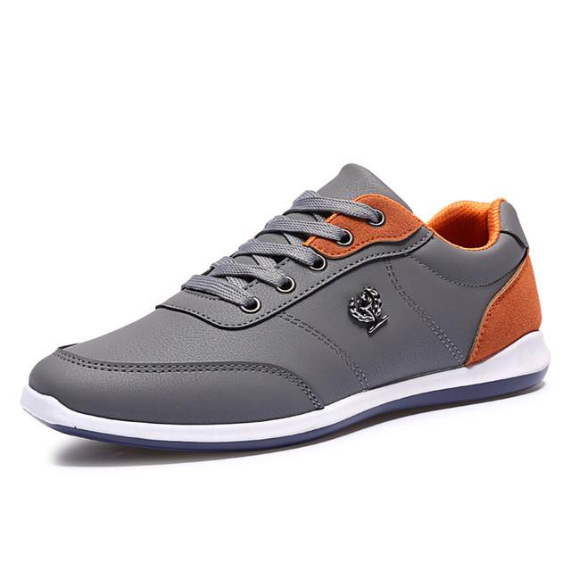 Merkmak Fashion PU Leathe Men Shoes Lace Up Designer Outdoor Men Spring Autumn Breathable Men Casual Shoes Grey Shoes Footwear