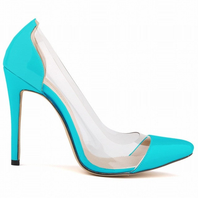 Merkmak Clearance Women Sexy Shoes Stylish 11CM Thin High Heels Pumps Transparent Wedding Party Office Women Shoes Super Cheap!