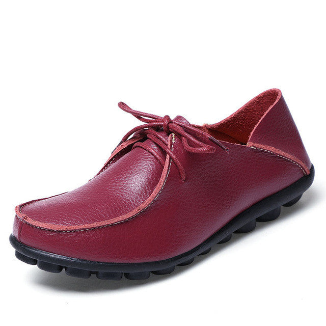Merkmak Flats Shoes Women Fashion Leisure Big Size 34-44 Shoeslaces Loafer Moccasins Women's Shoes Footwears Sapatos Wholesales