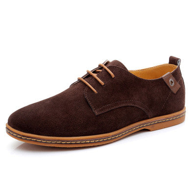 New 2017 Fashion Men Shoes Suede Leather Casual Flat Shoes Lace-up Men's Flats for Man Rubber Outsole Driving Shoes Footwear