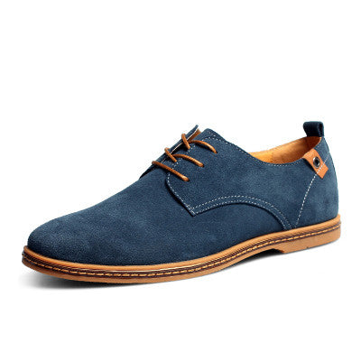 New 2017 Fashion Men Shoes Suede Leather Casual Flat Shoes Lace-up Men's Flats for Man Rubber Outsole Driving Shoes Footwear