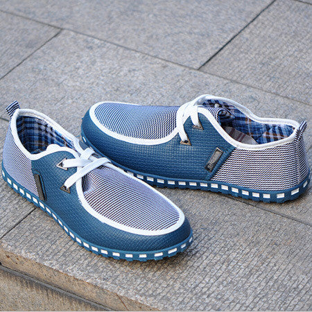 Merkmak 2017 British Style Men's Flats Fashion Striped Breathable Lace-Up Casual Zapato Flat Shoes Casual Men Shoe Drop Shipping