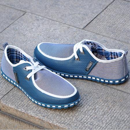 Merkmak 2017 British Style Men's Flats Fashion Striped Breathable Lace-Up Casual Zapato Flat Shoes Casual Men Shoe Drop Shipping