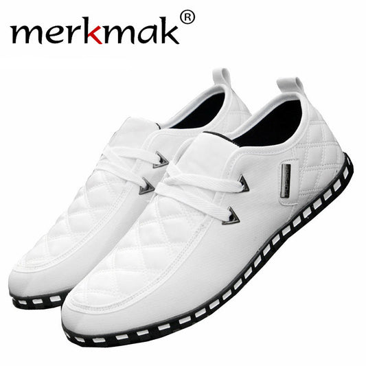 Merkmak British Style PU Leather Men's Casual Flat Shoes Office Soft Driving Shoes Fashion Trend Llace-up Shoes Classic Loafers
