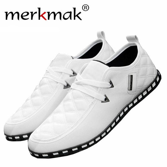 Merkmak British Style PU Leather Men's Casual Flat Shoes Office Soft Driving Shoes Fashion Trend Llace-up Shoes Classic Loafers