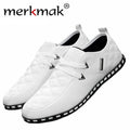 Merkmak British Style PU Leather Men's Casual Flat Shoes Office Soft Driving Shoes Fashion Trend Llace-up Shoes Classic Loafers