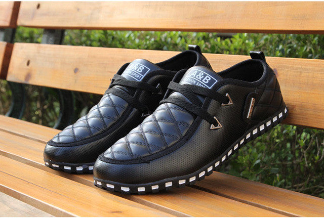 Merkmak British Style PU Leather Men's Casual Flat Shoes Office Soft Driving Shoes Fashion Trend Llace-up Shoes Classic Loafers