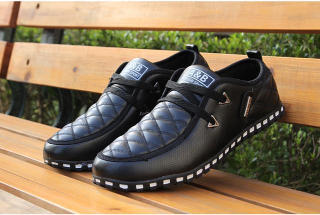 Merkmak British Style PU Leather Men's Casual Flat Shoes Office Soft Driving Shoes Fashion Trend Llace-up Shoes Classic Loafers