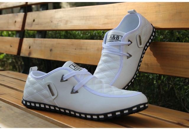 Merkmak British Style PU Leather Men's Casual Flat Shoes Office Soft Driving Shoes Fashion Trend Llace-up Shoes Classic Loafers
