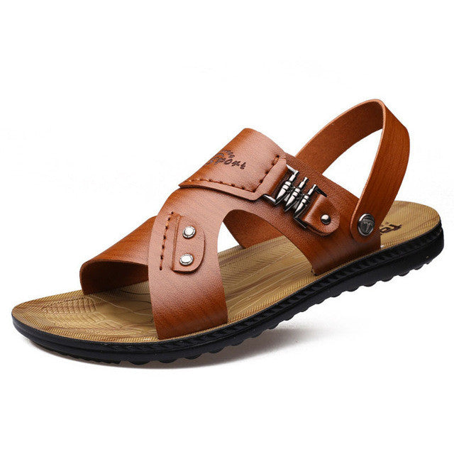 Merkmak New 2017 Summer Men Sandals Micro Fiber Leather Fashion Casual Flat Shoes Beach Sandal Slippers For Men Breathable Shoes