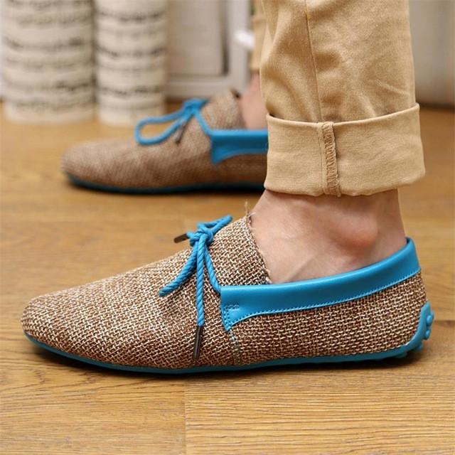 Hot Sale New 2017 Fashion Men Summer Shoes Breathable Weaving Shoes Men Lace-up Flats Casual Light Comfortable Driving  Loafers
