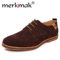 Merkmak 2017 Fashion Men Shoes Suede Leather Casual Lace-up Men's Flats Shoes for Man Rubber Outsole Driving Footwear Drop Ship