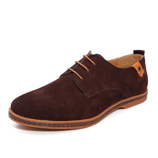 Merkmak 2017 Fashion Men Shoes Suede Leather Casual Lace-up Men's Flats Shoes for Man Rubber Outsole Driving Footwear Drop Ship