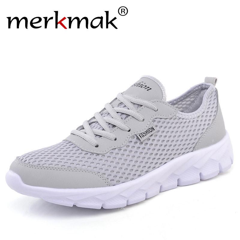 Merkmak Brand Men Casual Shoes Breathable Lace-Up Mesh Shoes Lightweight Comfortable Couple Lovers Footwear Plus Size 34-48