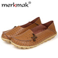 Merkmak Women's Shoes Fashion Breathable Loafer Dress Footwear Big Size Hole Design Female Flats Moccasin Sapatos Free Shipping