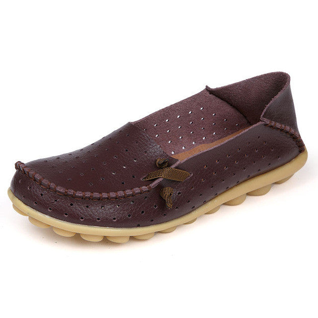 Merkmak Women's Shoes Fashion Breathable Loafer Dress Footwear Big Size Hole Design Female Flats Moccasin Sapatos Free Shipping