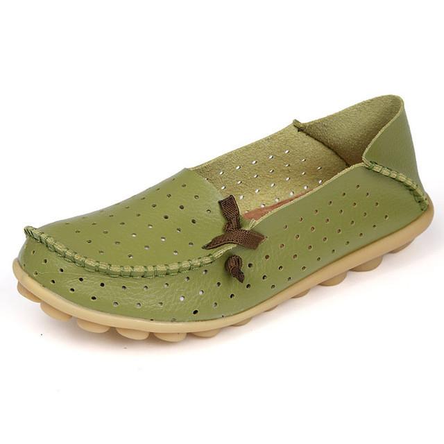 Merkmak Women's Shoes Fashion Breathable Loafer Dress Footwear Big Size Hole Design Female Flats Moccasin Sapatos Free Shipping