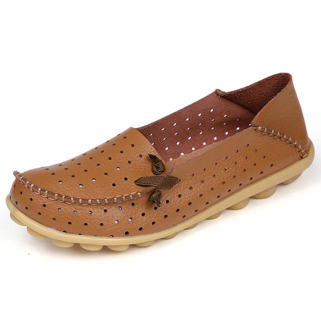 Merkmak Women's Shoes Fashion Breathable Loafer Dress Footwear Big Size Hole Design Female Flats Moccasin Sapatos Free Shipping