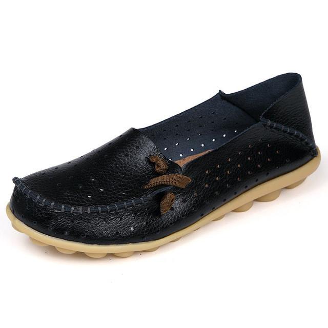 Merkmak Women's Shoes Fashion Breathable Loafer Dress Footwear Big Size Hole Design Female Flats Moccasin Sapatos Free Shipping