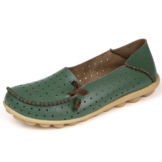 Merkmak Women's Shoes Fashion Breathable Loafer Dress Footwear Big Size Hole Design Female Flats Moccasin Sapatos Free Shipping