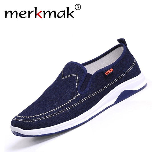 Merkmak New Handmade Men Flats Shoes Man's Canvas Shoes Fashion Casual Loafers Shoes Men Slip On Hot Sale Leisure Zapatos Hombre