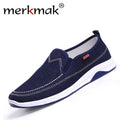Merkmak New Handmade Men Flats Shoes Man's Canvas Shoes Fashion Casual Loafers Shoes Men Slip On Hot Sale Leisure Zapatos Hombre