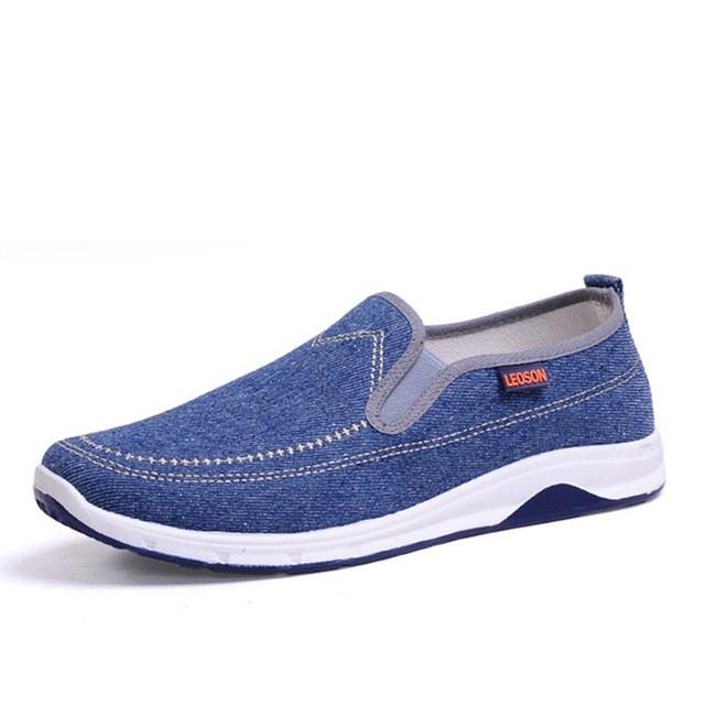 Merkmak New Handmade Men Flats Shoes Man's Canvas Shoes Fashion Casual Loafers Shoes Men Slip On Hot Sale Leisure Zapatos Hombre