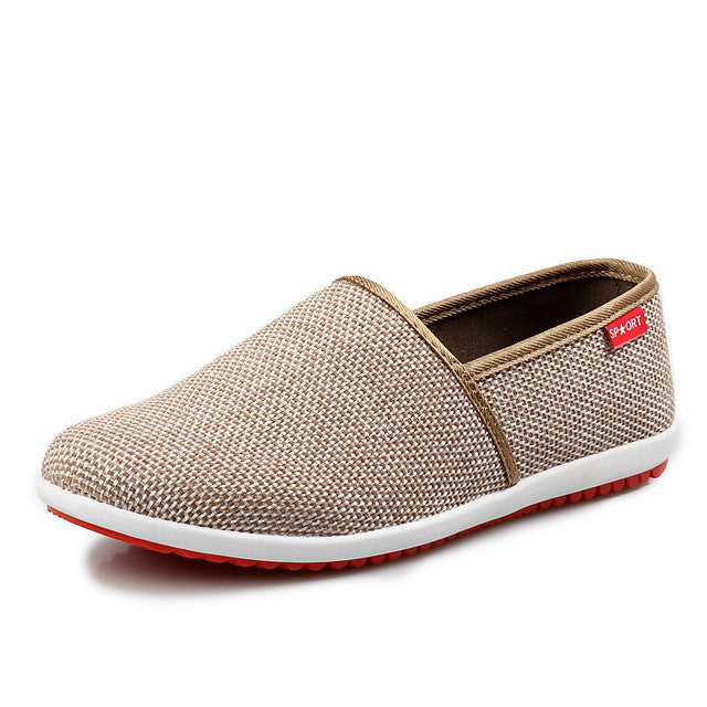 Merkmak Casual Shoes Flats Men Summer Beach Breathable Slipper Handmade Hemp Men Casual Light Soft Slip-on Loafers Driving Shoes