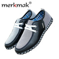 Merkmak Fashion Canvas Male Shoes Flats Men's Flats Breathable Lace-up Business Shoes Casual Soft Driving shoes Plus Big Size 46