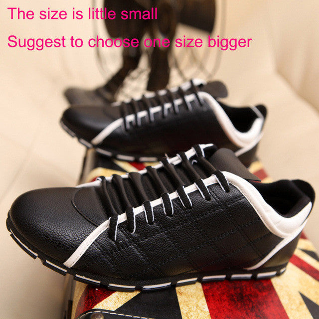 New 2017 High Quality Men PU Leather Flats Lace Up Fashion Casual Leisure Men's Flat Shoes Loafers Soft Light Male Footwear