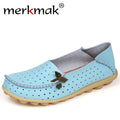 2017 New Woman Genuine Leather Shoes Lady Flats Slip on Loafers Women's Summer Hollow Out Big Size 35-40 Hot Sale Flat Shoes