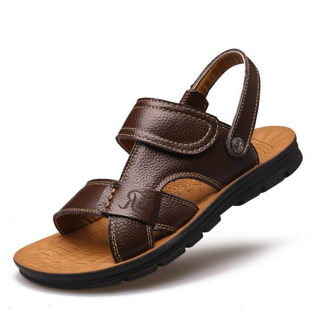 Merkmak Summer Men Sandals Slippers Two-in-one Shoes Casual Fashion Genuine Leather Beach Holiday Footwear Comfort Leisure Shoes