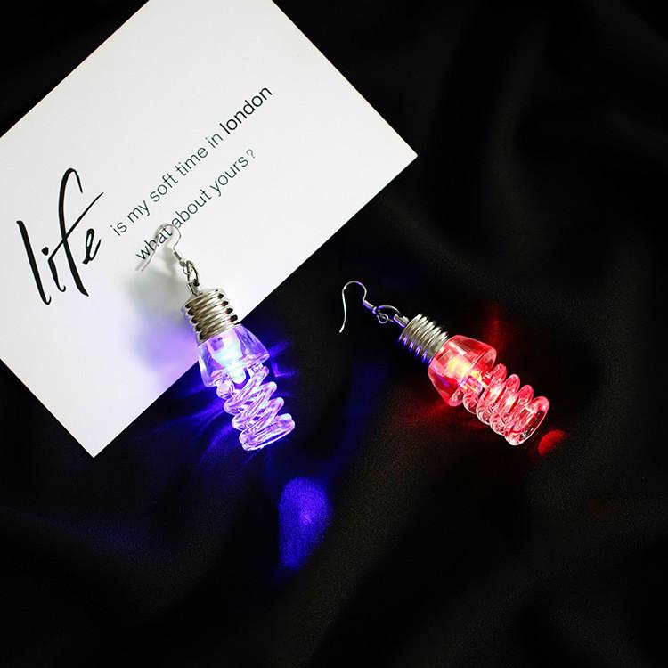 1Pair Fashion Women Light Up Earring LED Blinking Bulb Ear Hook Dangle Jewelry
