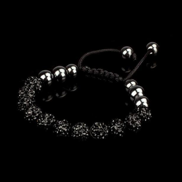 10mm Crystal Ball Bead Friendship Shamballa Adjustale Bracelet Black