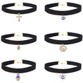 6 Pieces Choker Necklace Set Stretch Velvet Classic Gothic Tattoo Lace Choker