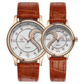 1 Pair Tiannbu Ultrathin Leather Romantic Fashionuple Wrist Watches