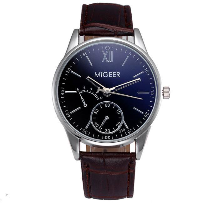Luxury Fashion Crocodile Faux Leather Mens Analog Watch Wrist Watches