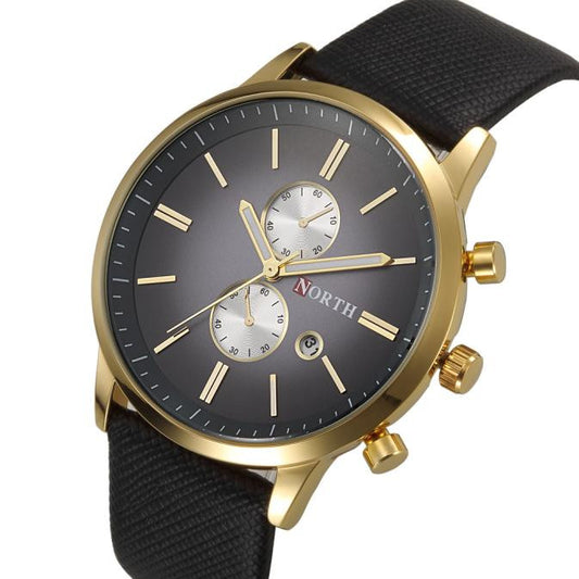 NORTH Fashionim Genuine Leather Band Analog Quartz Watches Wrist Watch