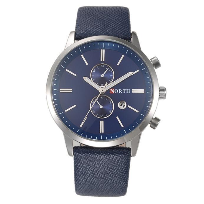 NORTH Fashionim Genuine Leather Band Analog Quartz Watches Wrist Watch