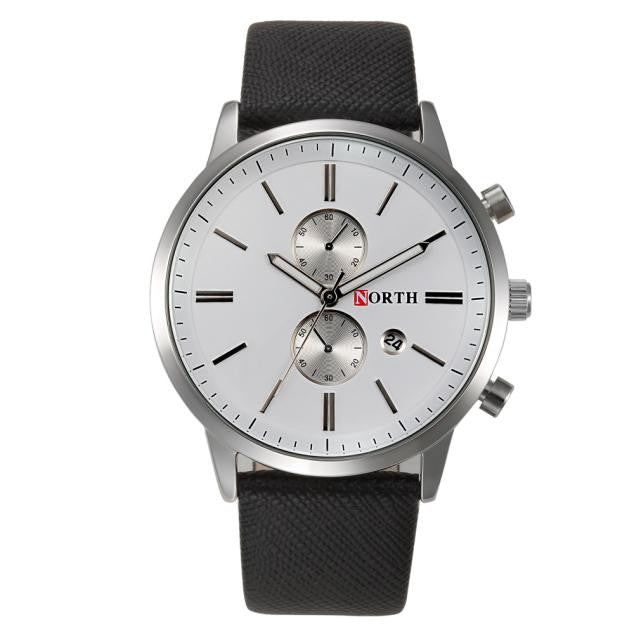 NORTH Fashionim Genuine Leather Band Analog Quartz Watches Wrist Watch
