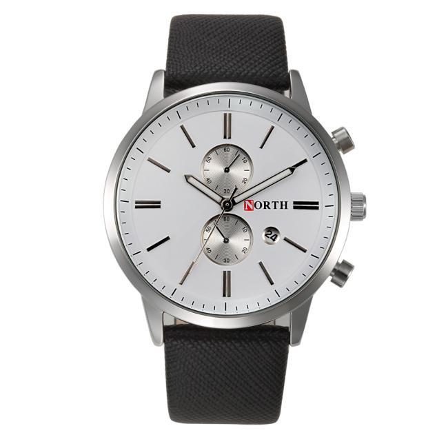NORTH Fashionim Genuine Leather Band Analog Quartz Watches Wrist Watch