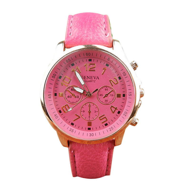 Unisex Leather Band Analog Quartz Vogue Wrist Watch Watches